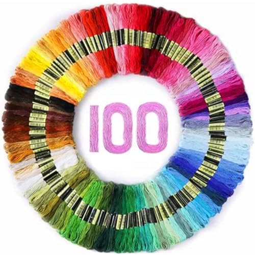 Maxee Stickgarn Set, 100 Farben à 8 m, 6 Stränge pro Faden