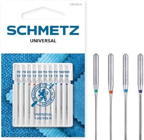 Schmetz Universal-Nähmaschinennadeln, 10 Stück, Stärke 70/10–100/16